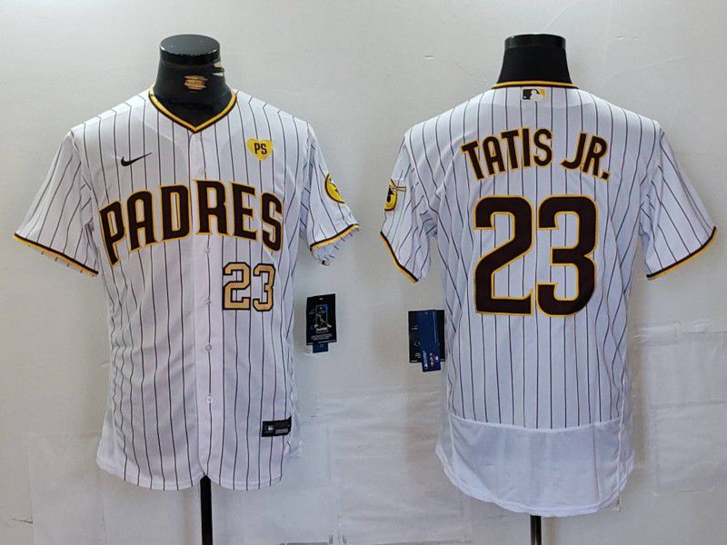 Men San Diego Padres #23 Tatis JR White stripe Elite 2024 Nike MLB Jersey style 2->->MLB Jersey